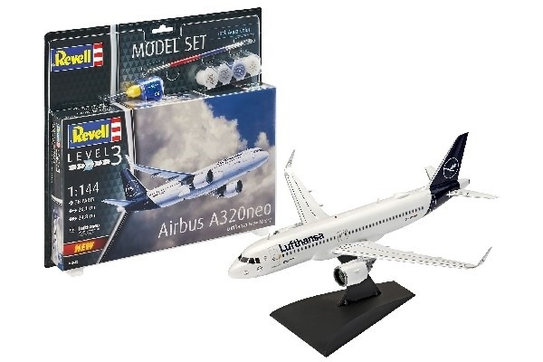 Revell Model Set Airbus A320 Neo \'Lufthansa\' 1:144 i gruppen SPORT, FRITID & HOBBY / Hobby / Plastik modeller / Startsæt/Gavesæt hos TP E-commerce Nordic AB (A08068)