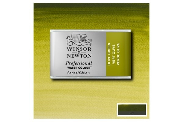 WINSOR Watercolour proff pan Olive Green 447 i gruppen SPORT, FRITID & HOBBY / Hobby / Mal & Tegn / Kunstnerfarver / Akvarel farver hos TP E-commerce Nordic AB (A09134)