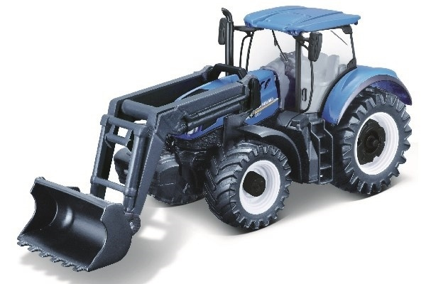 BURAGO Tractor w/front loader N.H. T7.615 10cm blue i gruppen LEGETØJ, BØRN & BABY / Legetøj / Legetøjsbiler hos TP E-commerce Nordic AB (A09239)