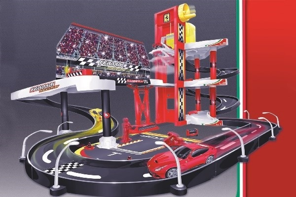 BURAGO FER Ferrari racing garage incl. 1 car 1:43 i gruppen LEGETØJ, BØRN & BABY / Legetøj / Legetøjsbiler hos TP E-commerce Nordic AB (A09251)