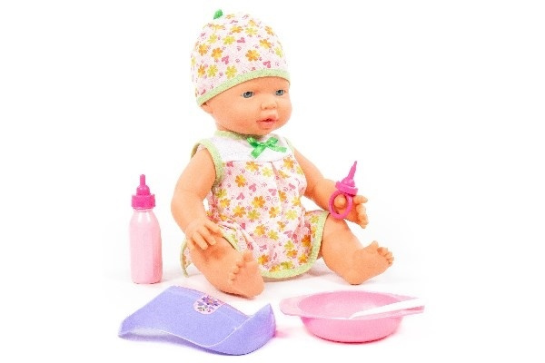 POLESIE Dukke pige 35cm m/sut, hagesmæk, flaske, tallerken i gruppen LEGETØJ, BØRN & BABY / Legetøj / Docks og tilbehør hos TP E-commerce Nordic AB (A10118)