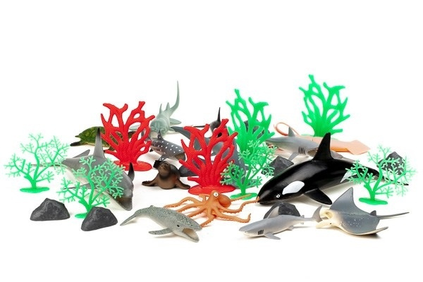 ANIMAL PLA Ocean animals 30pcs in 3,2L bucket i gruppen LEGETØJ, BØRN & BABY / Legetøj / Figurer, miniaturer og tilbehør hos TP E-commerce Nordic AB (A10141)