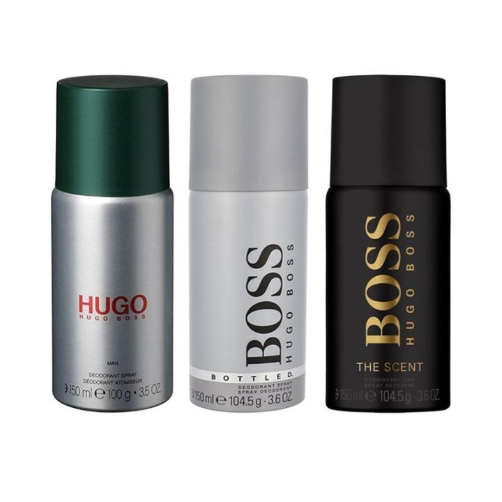 3-pack Hugo Boss Deo Spray Bottled + Hugo Man + The Scent 150ml i gruppen SKØNHED & HELSE / Duft & Parfume / Deodorant / Deo for ham hos TP E-commerce Nordic AB (A10988)