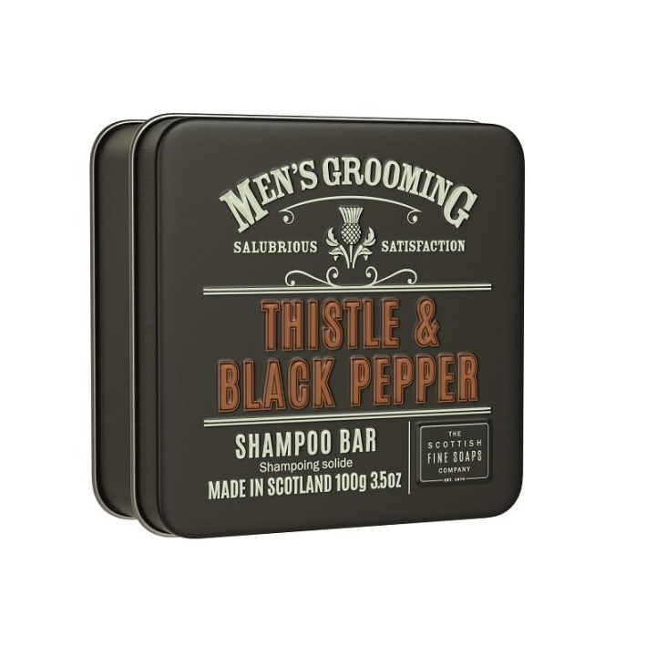 Scottish Fine Soaps Thistle & Black Pepper Shampoo Bar in a Tin 100g i gruppen SKØNHED & HELSE / Gaveæske / Gaveæske til ham hos TP E-commerce Nordic AB (A13074)