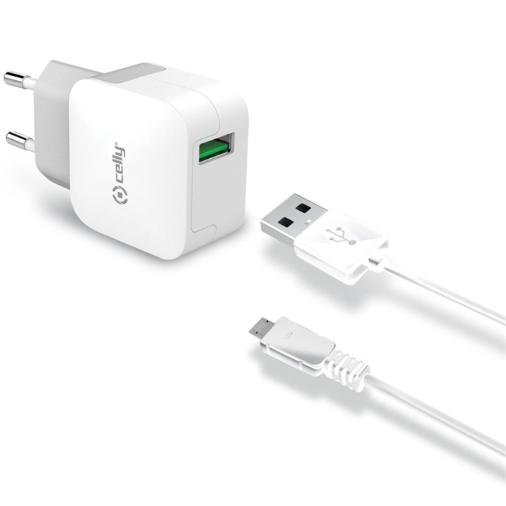 Celly USB-laddare MicroUSB 2,4A i gruppen SMARTPHONES & TABLETS / Opladere og kabler / Vægoplader / Vægoplader USB hos TP E-commerce Nordic AB (A13765)