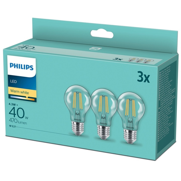 Philips 3-pack LED E27 Normal Klar 40W i gruppen HJEMMEELEKTRONIK / Lys / LED lamper hos TP E-commerce Nordic AB (A13808)