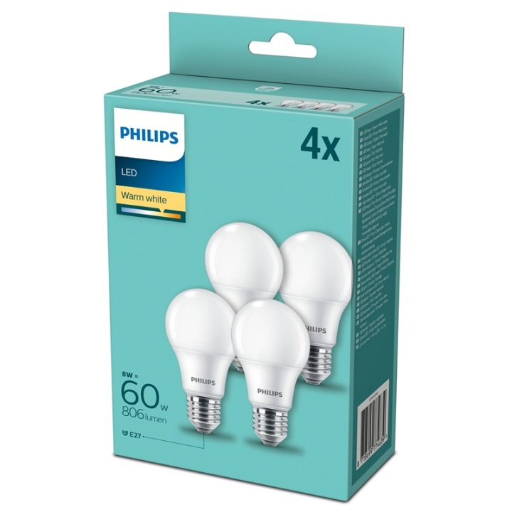 Philips 4-pack LED E27 Normal Frost 60 i gruppen HJEMMEELEKTRONIK / Lys / LED lamper hos TP E-commerce Nordic AB (A13811)