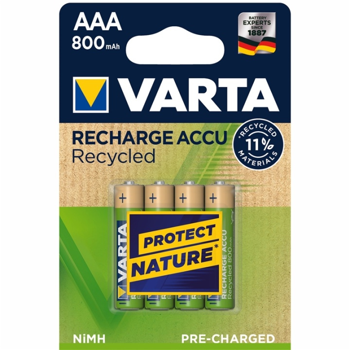 Varta Recycle Genopladeligt batteri AAA 800 mAh 4-pak i gruppen HJEMMEELEKTRONIK / Batterier og opladere / Genopladelige batterier / AAA hos TP E-commerce Nordic AB (A13911)