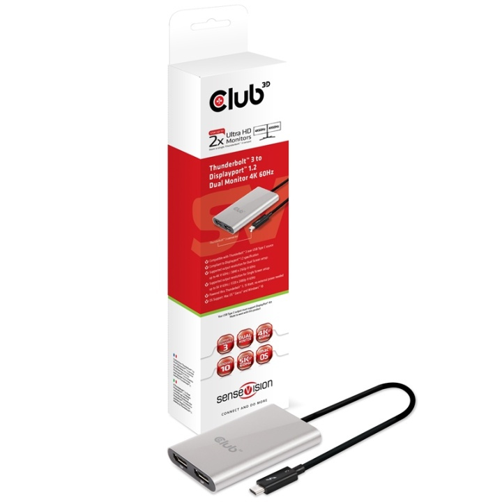 CLUB3D ThunderboltT 3 to DisplayportT 1.2 Dual Monitor 4K 60Hz i gruppen COMPUTERTILBEHØR / Kabler og adaptere / DisplayPort / Adaptere hos TP E-commerce Nordic AB (A13947)