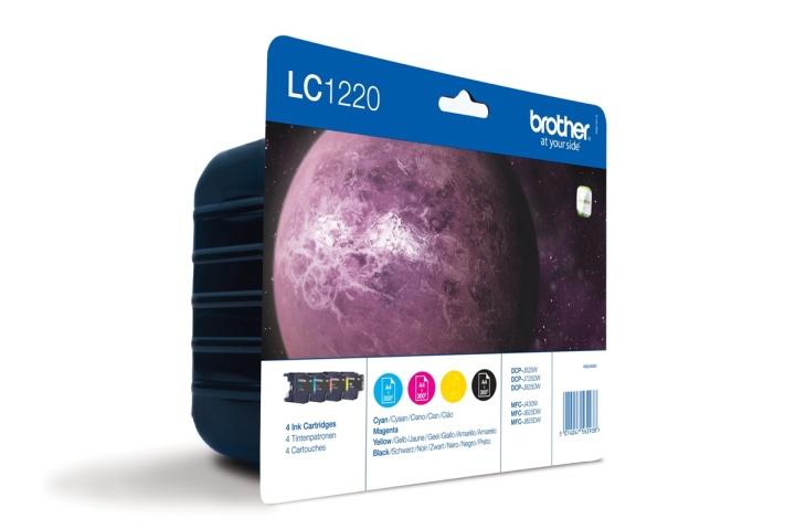 Brother LC-1220VALBPDR bläckpatroner 4 styck Original Svart, Cyan, Magenta, Gul i gruppen COMPUTERTILBEHØR / Printere og tilbehør / Blæk og toner / Blækpatroner / Brother hos TP E-commerce Nordic AB (A13967)