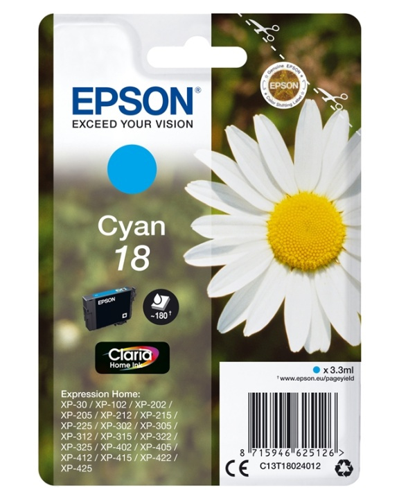 Epson Daisy Enpack cyan 18 Claria Home-bläck i gruppen COMPUTERTILBEHØR / Printere og tilbehør / Blæk og toner / Blækpatroner / Epson hos TP E-commerce Nordic AB (A14062)