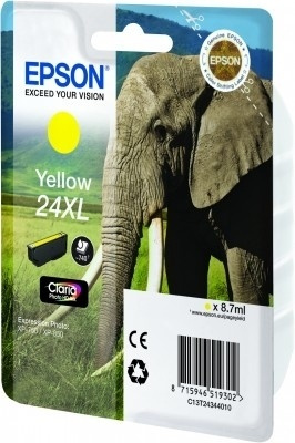 Epson Elephant Singlepack Yellow 24XL Claria Photo HD Ink i gruppen COMPUTERTILBEHØR / Printere og tilbehør / Blæk og toner / Blækpatroner / Epson hos TP E-commerce Nordic AB (A14072)