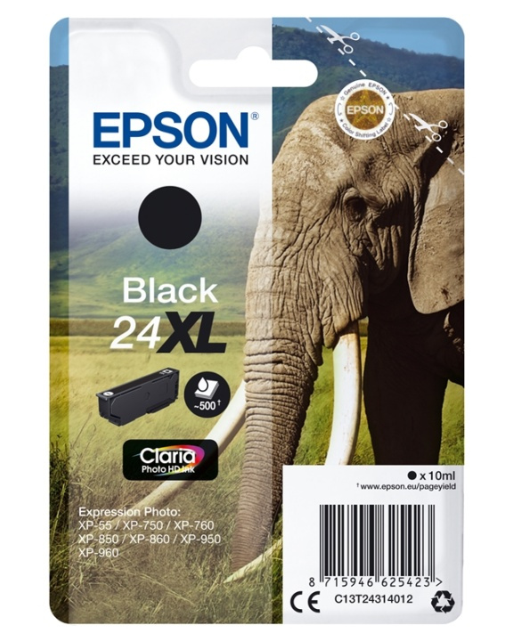 Epson Elephant Enpack svart 24XL Claria Photo HD-bläck i gruppen COMPUTERTILBEHØR / Printere og tilbehør / Blæk og toner / Blækpatroner / Epson hos TP E-commerce Nordic AB (A14075)