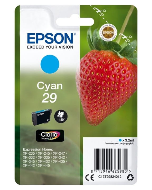 Epson Blæk C13T29824012 29 Strawberry Cyan i gruppen COMPUTERTILBEHØR / Printere og tilbehør / Blæk og toner / Blækpatroner / Epson hos TP E-commerce Nordic AB (A14083)