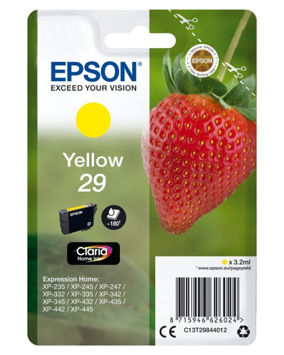 Epson Blæk C13T29844012 29 Strawberry Gul i gruppen COMPUTERTILBEHØR / Printere og tilbehør / Blæk og toner / Blækpatroner / Epson hos TP E-commerce Nordic AB (A14084)