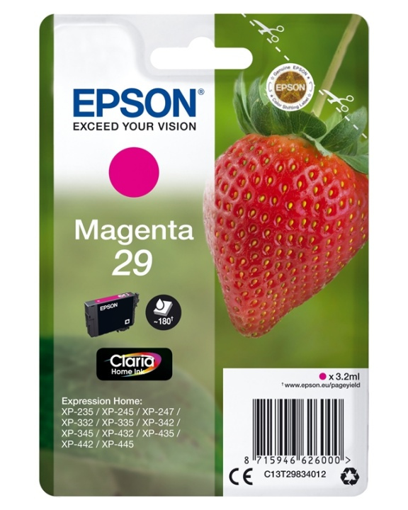 Epson Strawberry Singlepack Magenta 29 Claria Home Ink i gruppen COMPUTERTILBEHØR / Printere og tilbehør / Blæk og toner / Blækpatroner / Epson hos TP E-commerce Nordic AB (A14085)