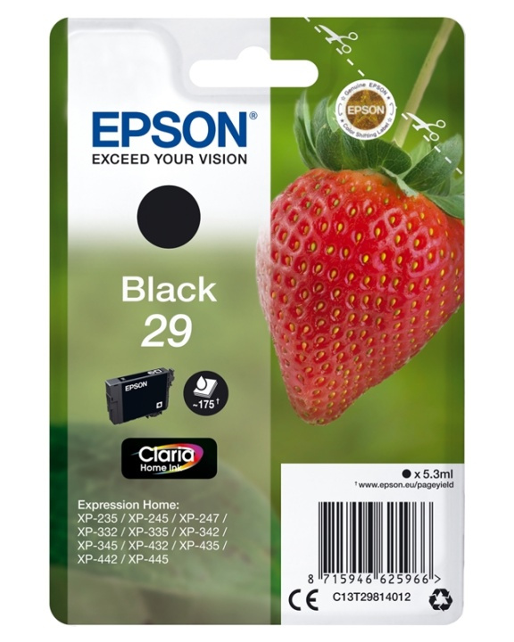 Epson Strawberry Singlepack Black 29 Claria Home Ink i gruppen COMPUTERTILBEHØR / Printere og tilbehør / Blæk og toner / Blækpatroner / Epson hos TP E-commerce Nordic AB (A14087)