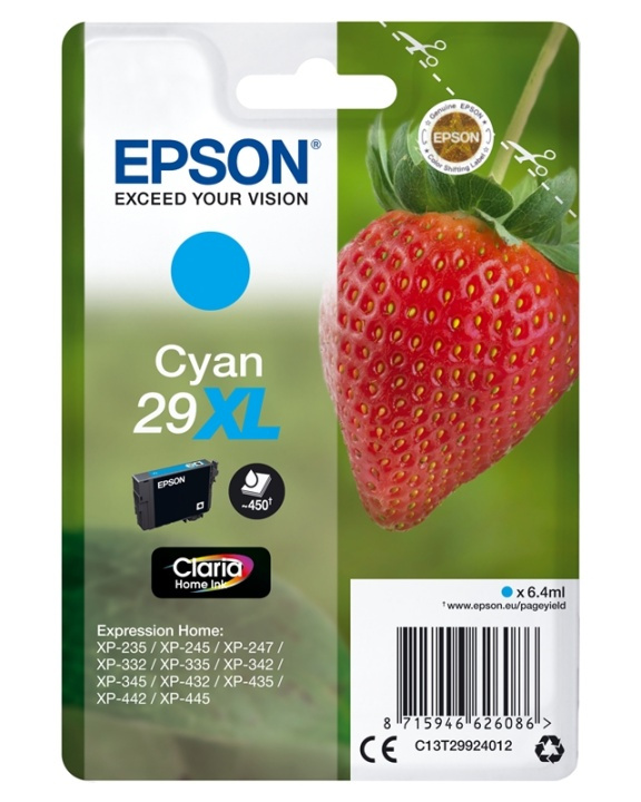 Epson Strawberry Singlepack Cyan 29XL Claria Home Ink i gruppen COMPUTERTILBEHØR / Printere og tilbehør / Blæk og toner / Blækpatroner / Epson hos TP E-commerce Nordic AB (A14088)