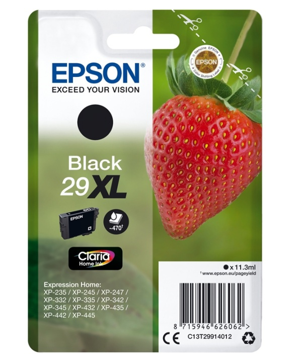 Epson Strawberry Singlepack Black 29XL Claria Home Ink i gruppen COMPUTERTILBEHØR / Printere og tilbehør / Blæk og toner / Blækpatroner / Epson hos TP E-commerce Nordic AB (A14092)