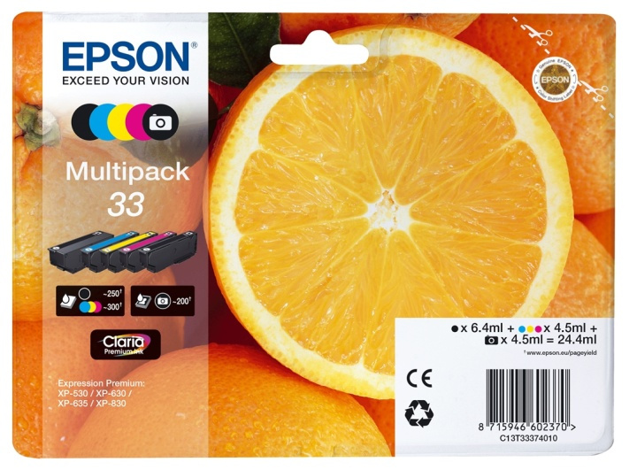 Epson Oranges Multipack 5-colours 33 Claria Premium Ink i gruppen COMPUTERTILBEHØR / Printere og tilbehør / Blæk og toner / Blækpatroner / Epson hos TP E-commerce Nordic AB (A14097)
