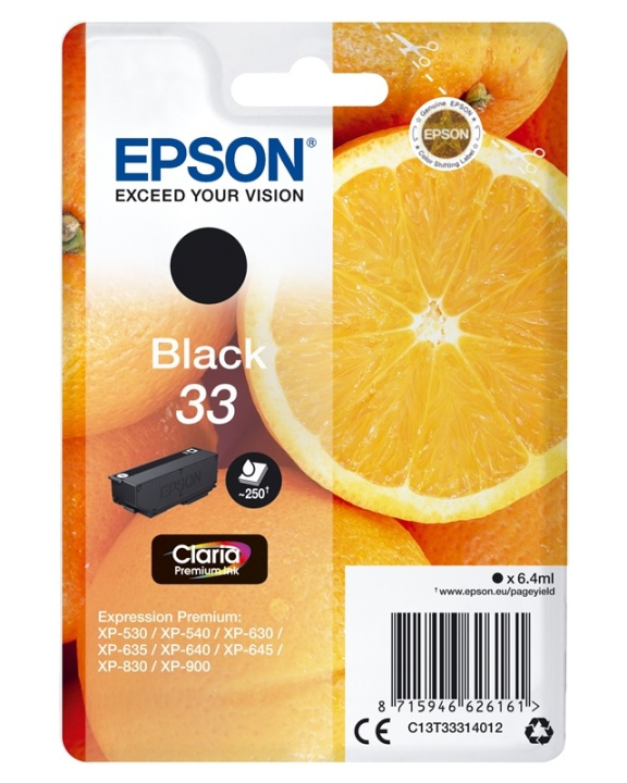 Epson Oranges Singlepack Black 33 Claria Premium Ink i gruppen COMPUTERTILBEHØR / Printere og tilbehør / Blæk og toner / Blækpatroner / Epson hos TP E-commerce Nordic AB (A14098)