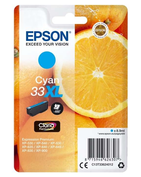 Epson Oranges Singlepack Cyan 33XL Claria Premium Ink i gruppen COMPUTERTILBEHØR / Printere og tilbehør / Blæk og toner / Blækpatroner / Epson hos TP E-commerce Nordic AB (A14099)