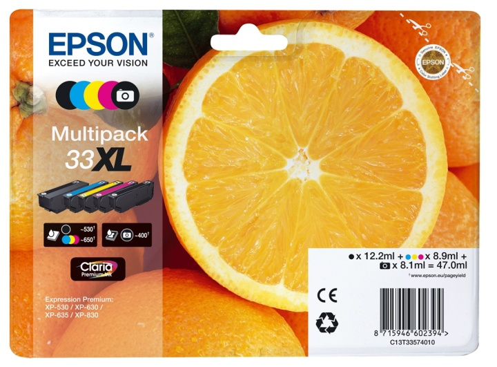 Epson Oranges Multipack 5-colours 33XL Claria Premium Ink i gruppen COMPUTERTILBEHØR / Printere og tilbehør / Blæk og toner / Blækpatroner / Epson hos TP E-commerce Nordic AB (A14103)