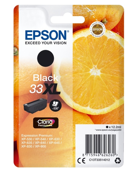 Epson Oranges Singlepack Black 33XL Claria Premium Ink i gruppen COMPUTERTILBEHØR / Printere og tilbehør / Blæk og toner / Blækpatroner / Epson hos TP E-commerce Nordic AB (A14104)