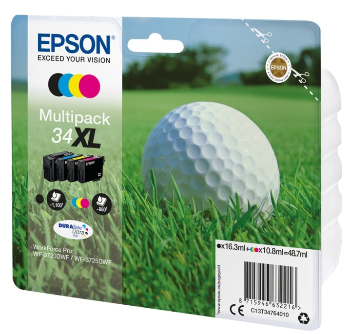 Epson Golf ball Multipack 4-colours 34XL DURABrite Ultra Ink i gruppen COMPUTERTILBEHØR / Printere og tilbehør / Blæk og toner / Blækpatroner / Epson hos TP E-commerce Nordic AB (A14107)