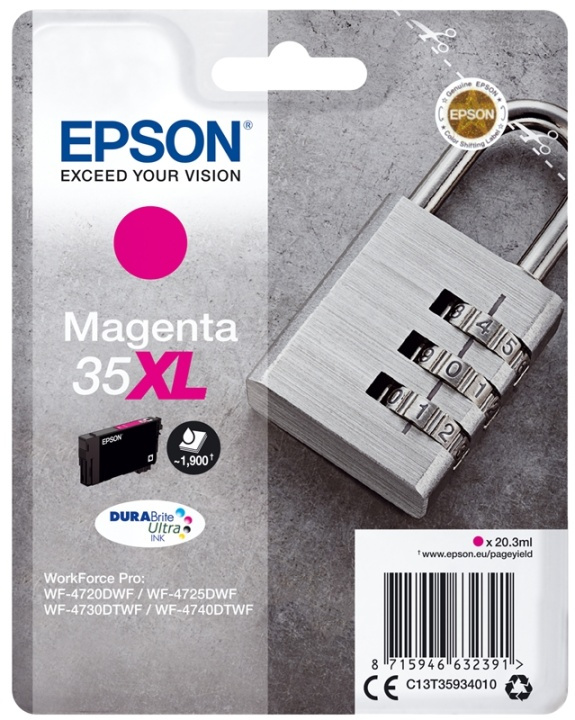 Epson Padlock Singlepack Magenta 35XL DURABrite Ultra Ink i gruppen COMPUTERTILBEHØR / Printere og tilbehør / Blæk og toner / Blækpatroner / Epson hos TP E-commerce Nordic AB (A14110)