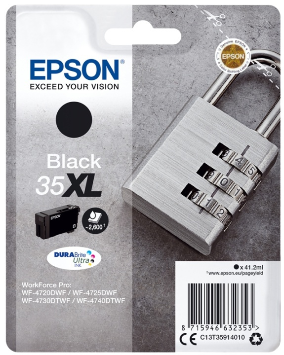 Epson Padlock Singlepack Black 35XL DURABrite Ultra Ink i gruppen COMPUTERTILBEHØR / Printere og tilbehør / Blæk og toner / Blækpatroner / Epson hos TP E-commerce Nordic AB (A14111)