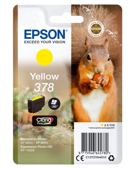 Epson Squirrel Singlepack Yellow 378 Claria Photo HD Ink i gruppen COMPUTERTILBEHØR / Printere og tilbehør / Blæk og toner / Blækpatroner / Epson hos TP E-commerce Nordic AB (A14112)