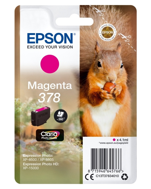 Epson Squirrel Singlepack Magenta 378 Claria Photo HD Ink i gruppen COMPUTERTILBEHØR / Printere og tilbehør / Blæk og toner / Blækpatroner / Epson hos TP E-commerce Nordic AB (A14113)