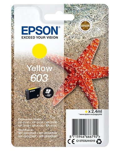 Epson Singlepack Yellow 603 Ink i gruppen COMPUTERTILBEHØR / Printere og tilbehør / Blæk og toner / Blækpatroner / Epson hos TP E-commerce Nordic AB (A14119)