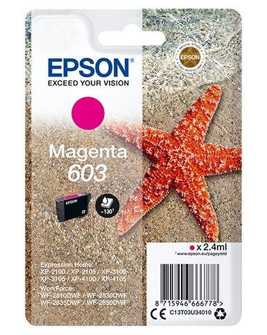 Epson Singlepack Magenta 603 Ink i gruppen COMPUTERTILBEHØR / Printere og tilbehør / Blæk og toner / Blækpatroner / Epson hos TP E-commerce Nordic AB (A14120)