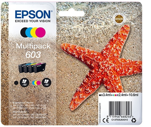Epson Multipack 4-colours 603 Ink i gruppen COMPUTERTILBEHØR / Printere og tilbehør / Blæk og toner / Blækpatroner / Epson hos TP E-commerce Nordic AB (A14122)