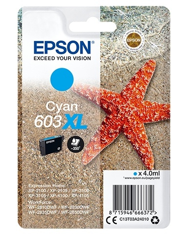 Epson Singlepack Cyan 603XL Ink i gruppen COMPUTERTILBEHØR / Printere og tilbehør / Blæk og toner / Blækpatroner / Epson hos TP E-commerce Nordic AB (A14125)