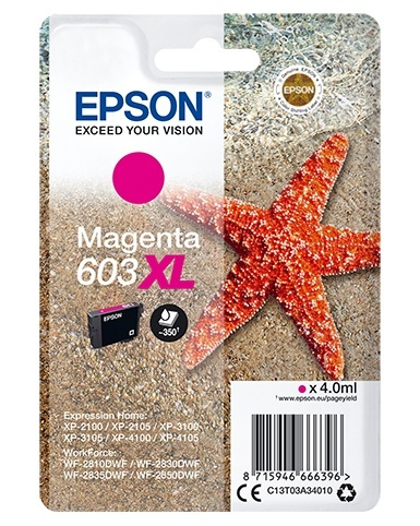 Epson Singlepack Magenta 603XL Ink i gruppen COMPUTERTILBEHØR / Printere og tilbehør / Blæk og toner / Blækpatroner / Epson hos TP E-commerce Nordic AB (A14126)