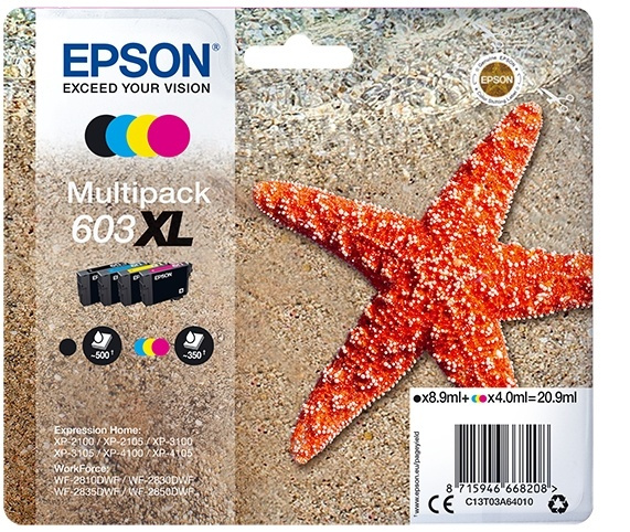 Epson Multipack 4-colours 603XL Ink i gruppen COMPUTERTILBEHØR / Printere og tilbehør / Blæk og toner / Blækpatroner / Epson hos TP E-commerce Nordic AB (A14127)