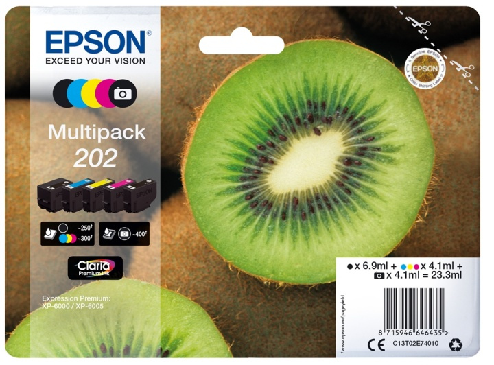 Epson Kiwi Multipack 5-colours 202 Claria Premium Ink i gruppen COMPUTERTILBEHØR / Printere og tilbehør / Blæk og toner / Blækpatroner / Epson hos TP E-commerce Nordic AB (A14129)