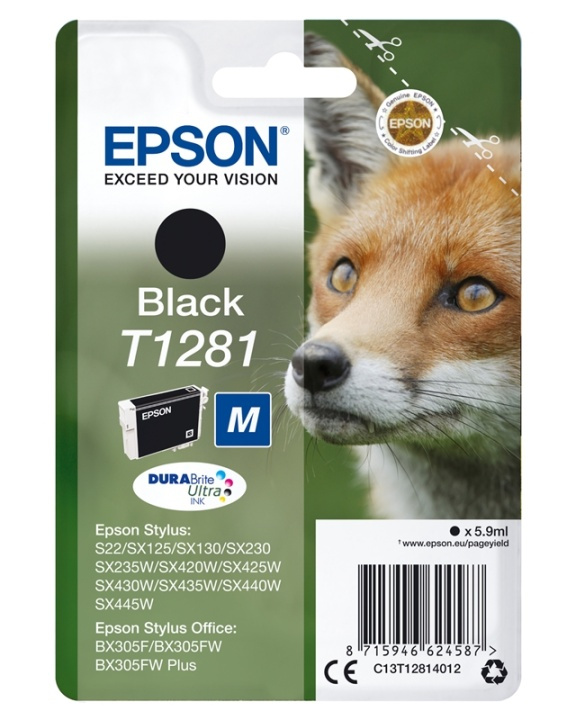 Epson Fox Enpack svart T1281 DURABrite Ultra-bläck i gruppen COMPUTERTILBEHØR / Printere og tilbehør / Blæk og toner / Blækpatroner / Epson hos TP E-commerce Nordic AB (A14135)