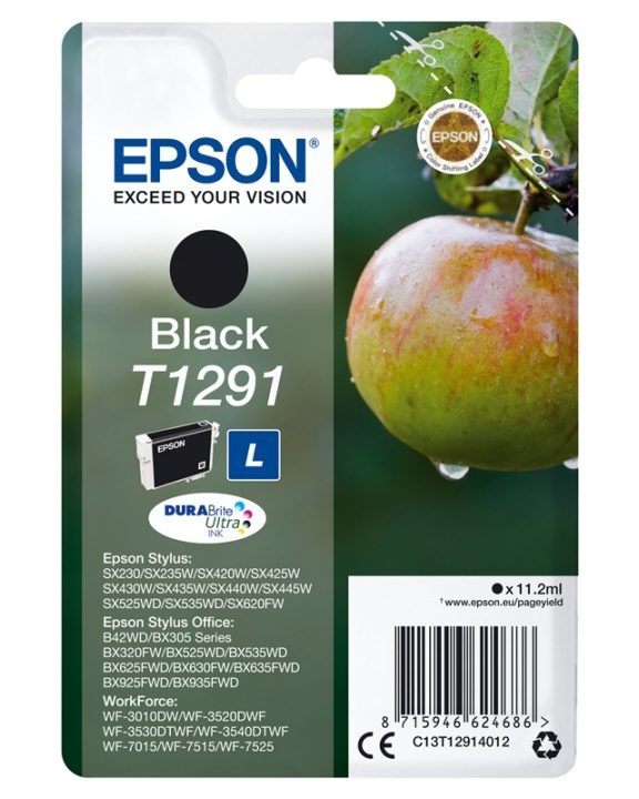 Epson Apple Enpack svart T1291 DURABrite Ultra-bläck i gruppen COMPUTERTILBEHØR / Printere og tilbehør / Blæk og toner / Blækpatroner / Epson hos TP E-commerce Nordic AB (A14136)