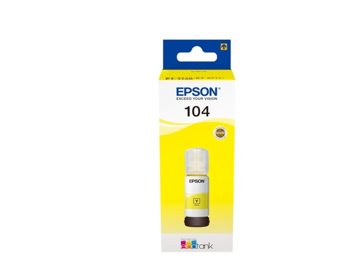 Epson 104 EcoTank Yellow ink bottle i gruppen COMPUTERTILBEHØR / Printere og tilbehør / Blæk og toner / Blækpatroner / Epson hos TP E-commerce Nordic AB (A14246)