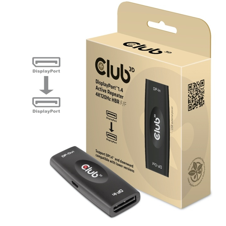 CLUB3D DP 1.4 4K120HZ HDR ACTIVE REPEATER F/F displayport Svart i gruppen COMPUTERTILBEHØR / Kabler og adaptere / DisplayPort / Adaptere hos TP E-commerce Nordic AB (A14262)