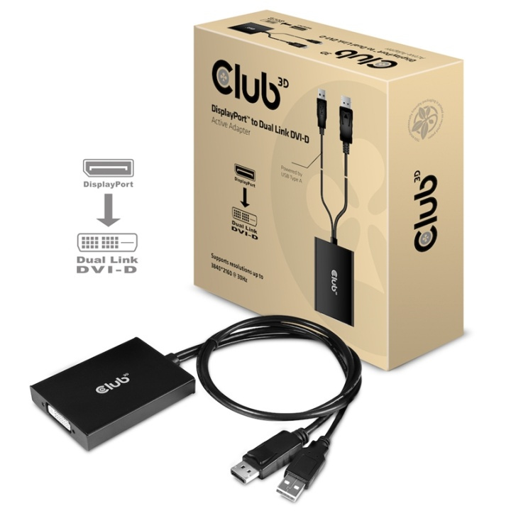 CLUB3D cac-1010 Displayport/usb DVI-I Daul link Svart, Vit i gruppen COMPUTERTILBEHØR / Kabler og adaptere / DisplayPort / Adaptere hos TP E-commerce Nordic AB (A14263)