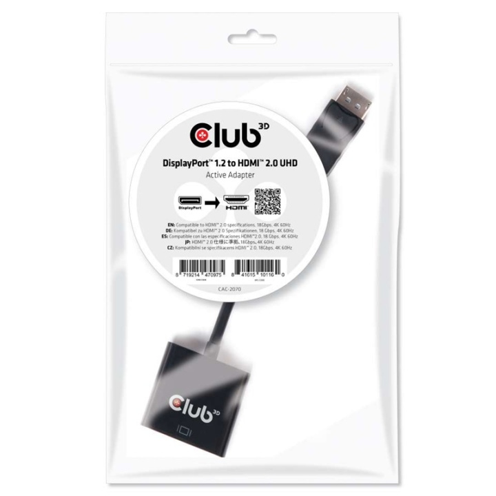 CLUB3D DisplayPort 1.2 to HDMI 2.0 UHD Active Adapter i gruppen COMPUTERTILBEHØR / Kabler og adaptere / DisplayPort / Adaptere hos TP E-commerce Nordic AB (A14268)