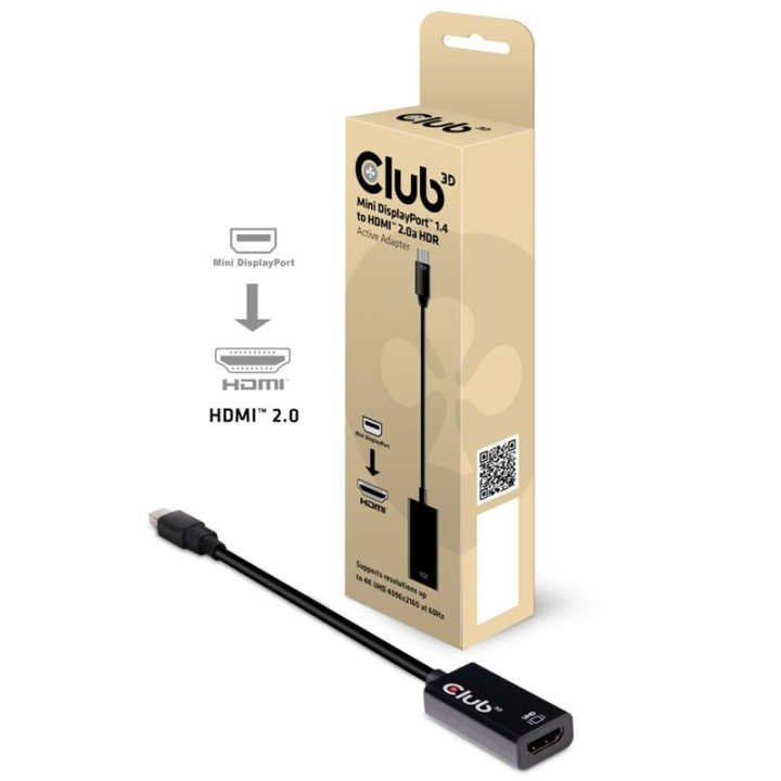 CLUB3D Mini DisplayPort 1.4 to HDMI 2.0b HDR Active Adapter i gruppen COMPUTERTILBEHØR / Kabler og adaptere / DisplayPort / Adaptere hos TP E-commerce Nordic AB (A14274)