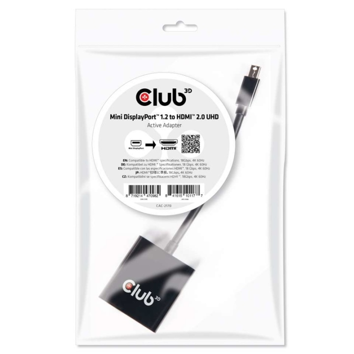 CLUB3D Mini DisplayPort 1.2 to HDMI 2.0 UHD Active Adapter i gruppen COMPUTERTILBEHØR / Kabler og adaptere / DisplayPort / Adaptere hos TP E-commerce Nordic AB (A14276)