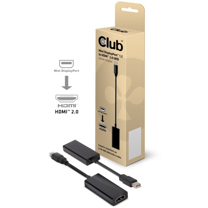 CLUB3D CAC-1170 cable gender changer Mini DisplayPort 1.2 HDMI 2.0 Svart i gruppen COMPUTERTILBEHØR / Kabler og adaptere / DisplayPort / Adaptere hos TP E-commerce Nordic AB (A14277)