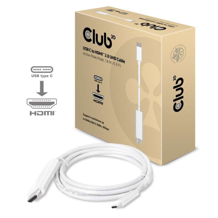 CLUB3D USB C to HDMIT 2.0 UHD Cable Active 1.8 M./5.9 Ft. i gruppen HJEMMEELEKTRONIK / Kabler og adaptere / HDMI / Adaptere hos TP E-commerce Nordic AB (A14281)
